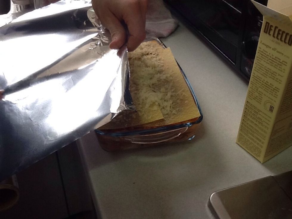 Cover dish with aluminum foil