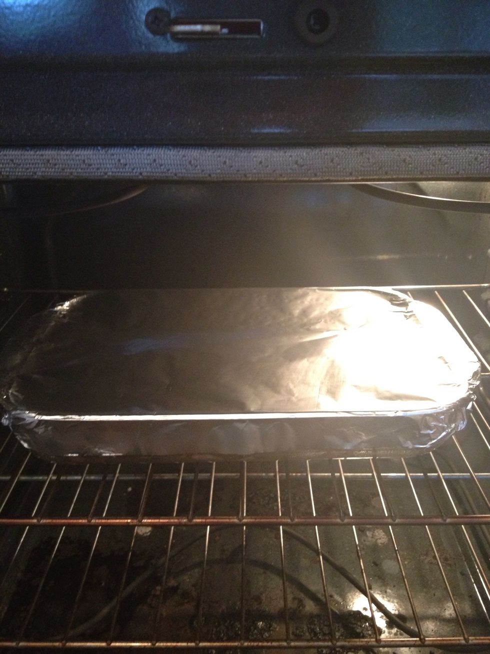 Cover dish with foil and bake for 25-30 minutes.