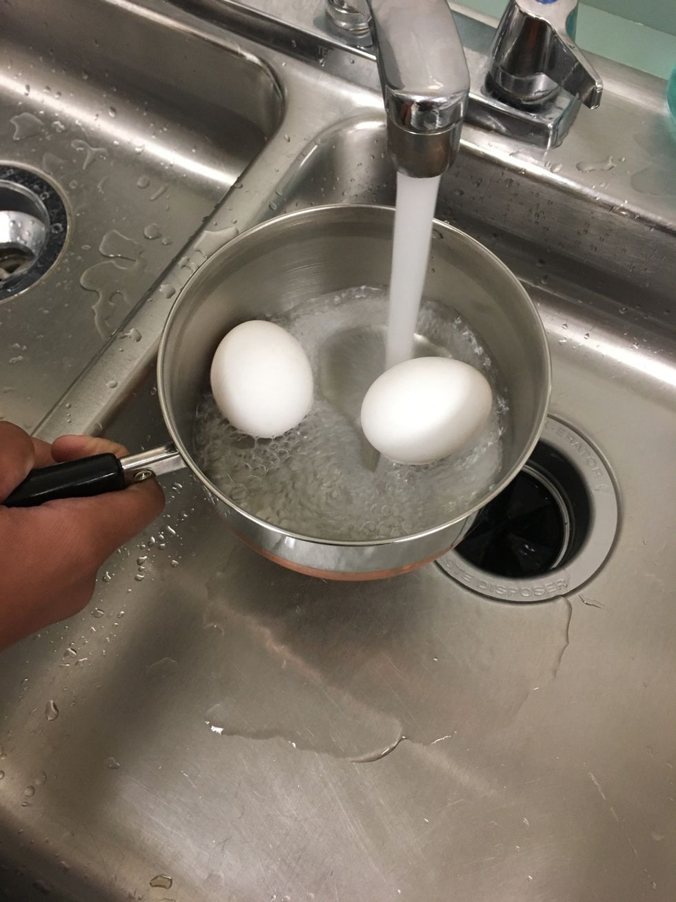 Cover eggs in water.