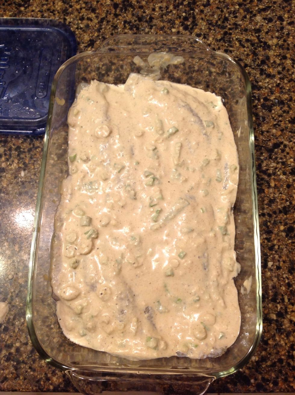 Cover filets with mixture