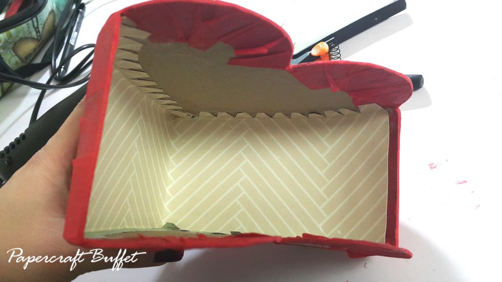 Cover inside with pattern paper.