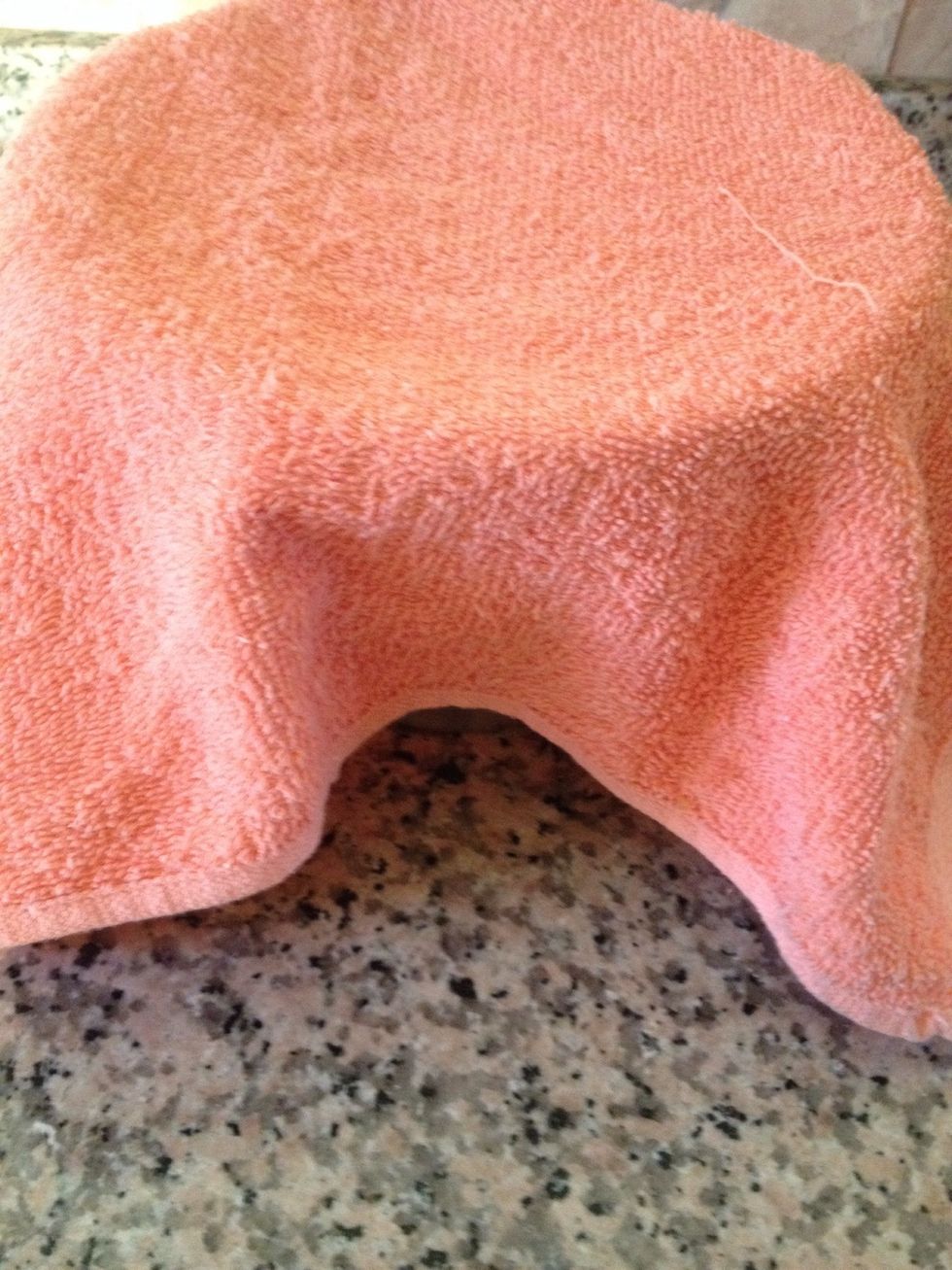 Cover it with a kitchen towel and Leave it to rise for 30 minutes