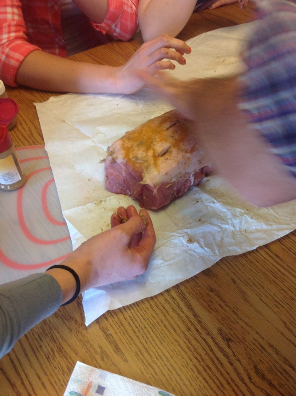 Cover meat in turmeric