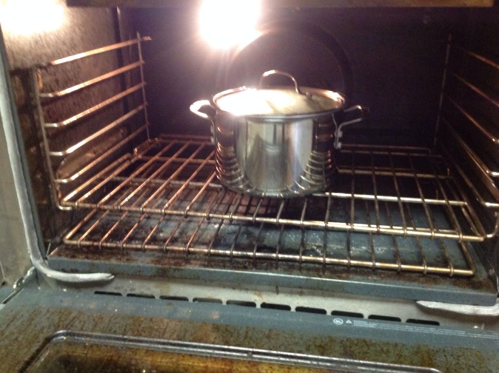 Cover pot and place in oven at 200-225 degrees for 3-6 hours!