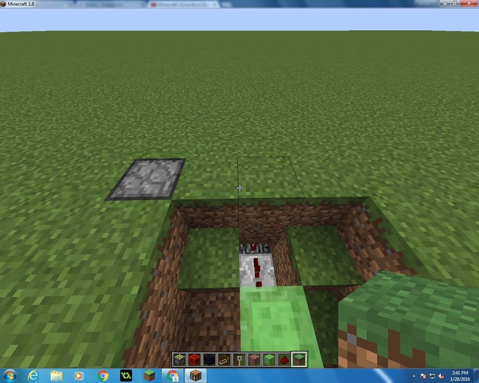 Cover that space up with block of choice but leave the Repeater open and the other open spaces too.
