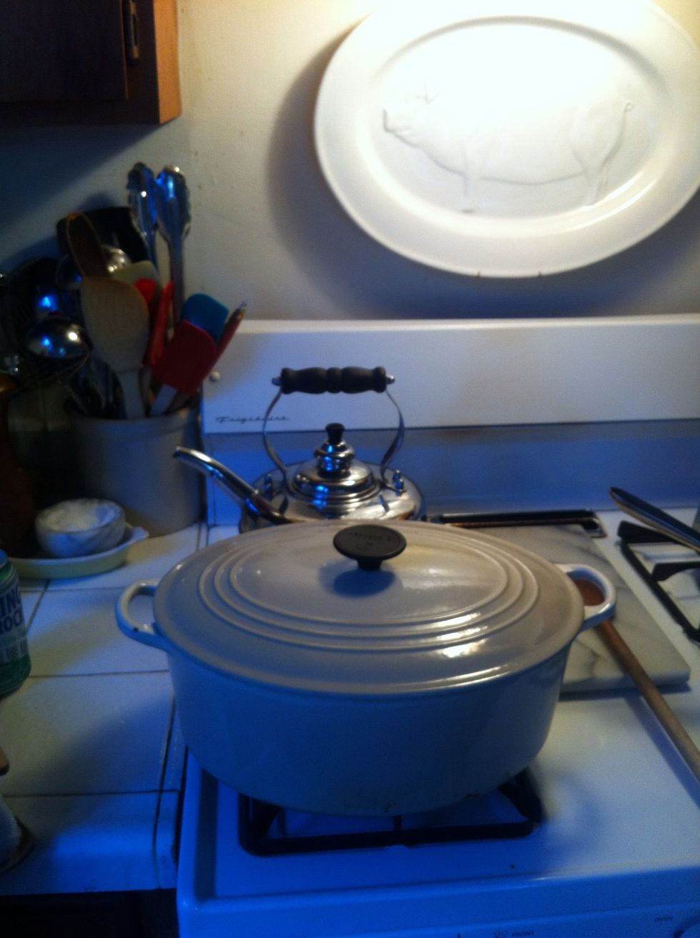 cover that sucker and let it cook, stirring occasionally (so it doesn't burn on the bottom), until the chicken is cooked through. oh about 20 minutes, depending on what size your chicken pieces are.