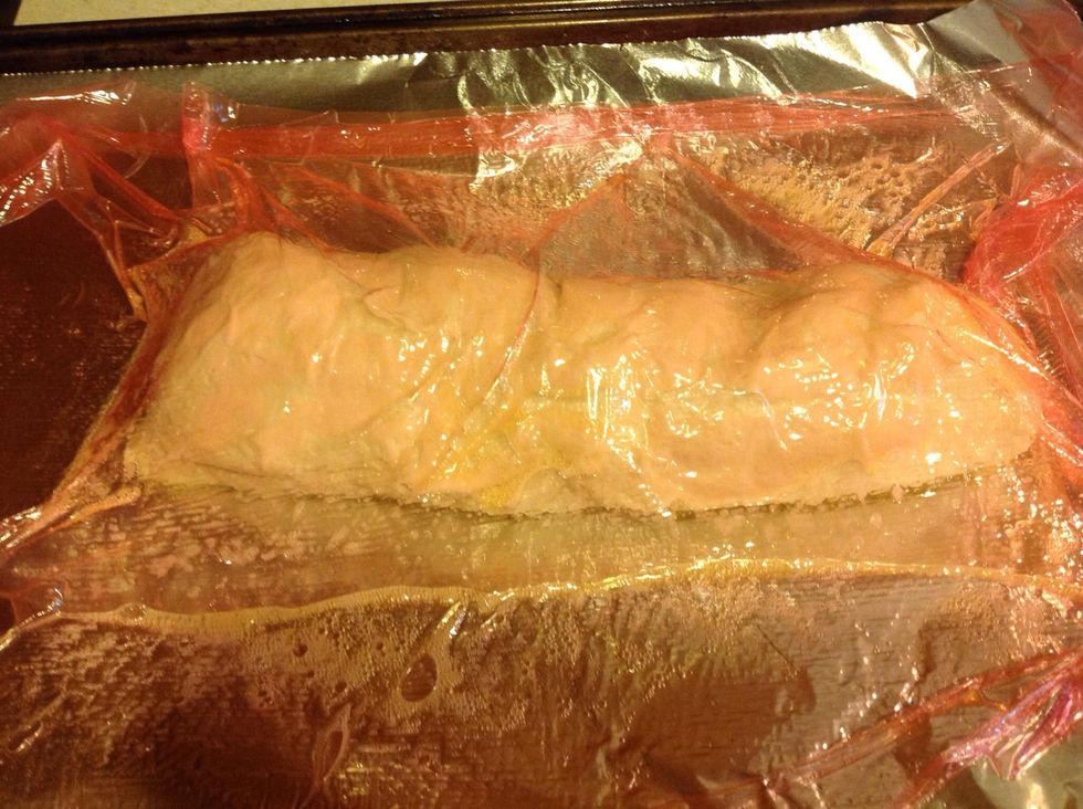 Cover thawed bread with a piece of plastic wrap sprayed with cooking spray.