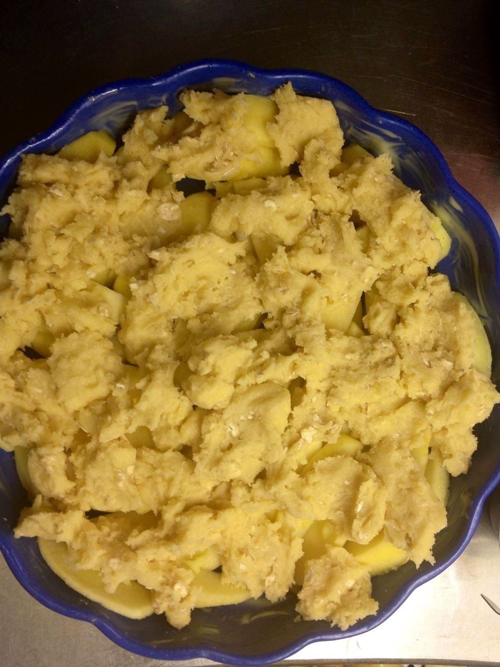 Cover the apples with the dough. Put in the oven for about 20-25 minutes.