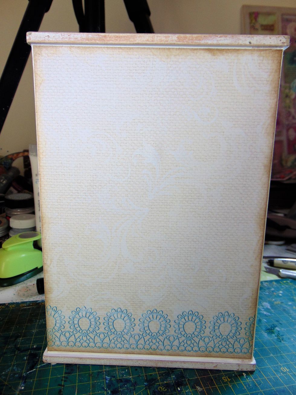 Cover the back of the unit with a piece of inked pattered paper.