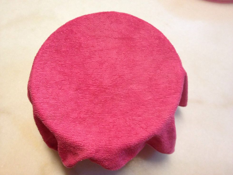 Cover the bowl with a damp towel. Let it rise in a warm place for 1 hour, until the dough has doubled in size.