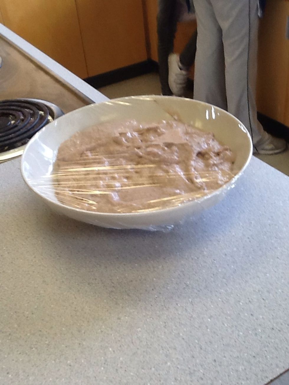 Cover the dough in a plastic wrap, then put the dough in the fridge over night, so it rises.