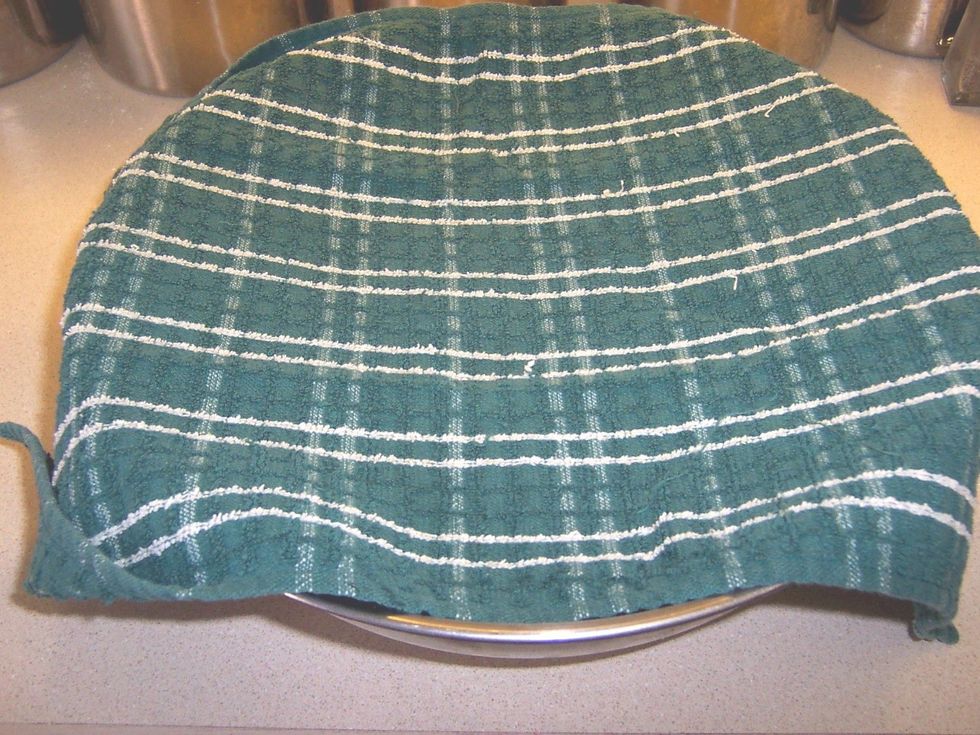 Cover the dough with a clean dish towel and let it rest for about an hour until doubled.