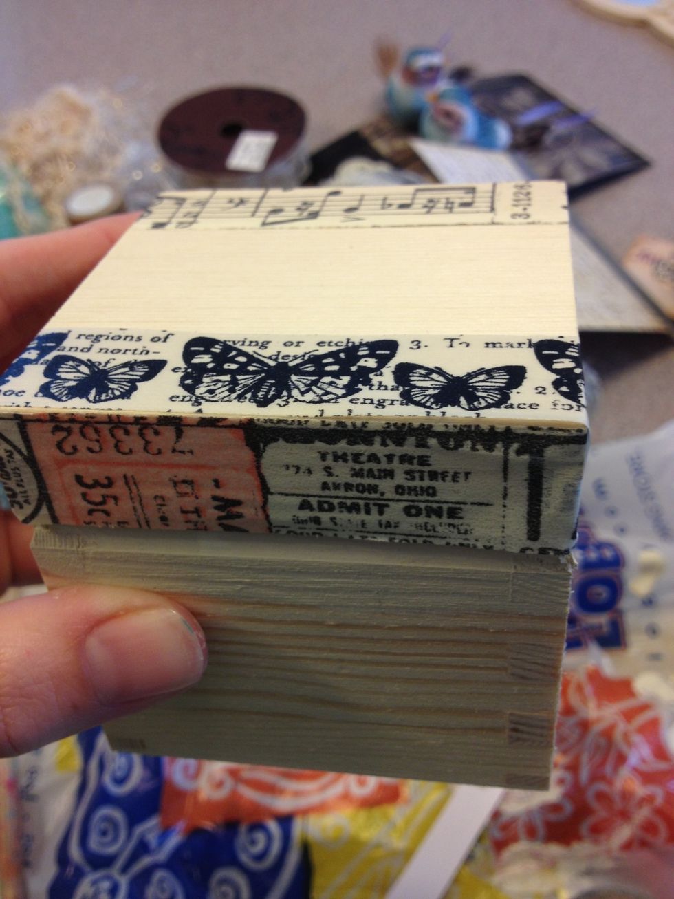 Cover the entire box with different types of washi tape