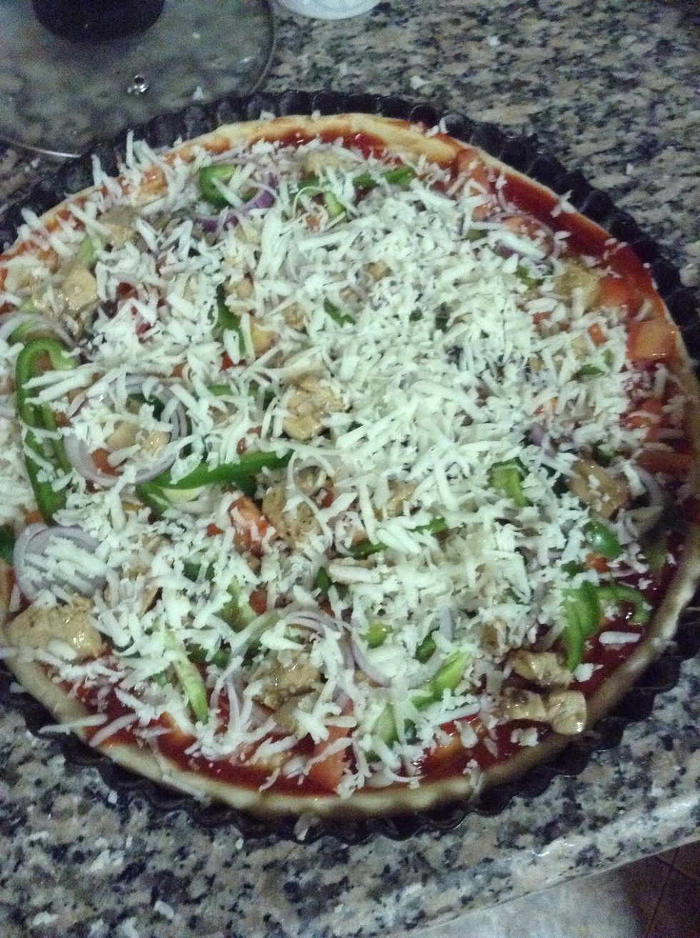 Cover the final coating with grated cheese