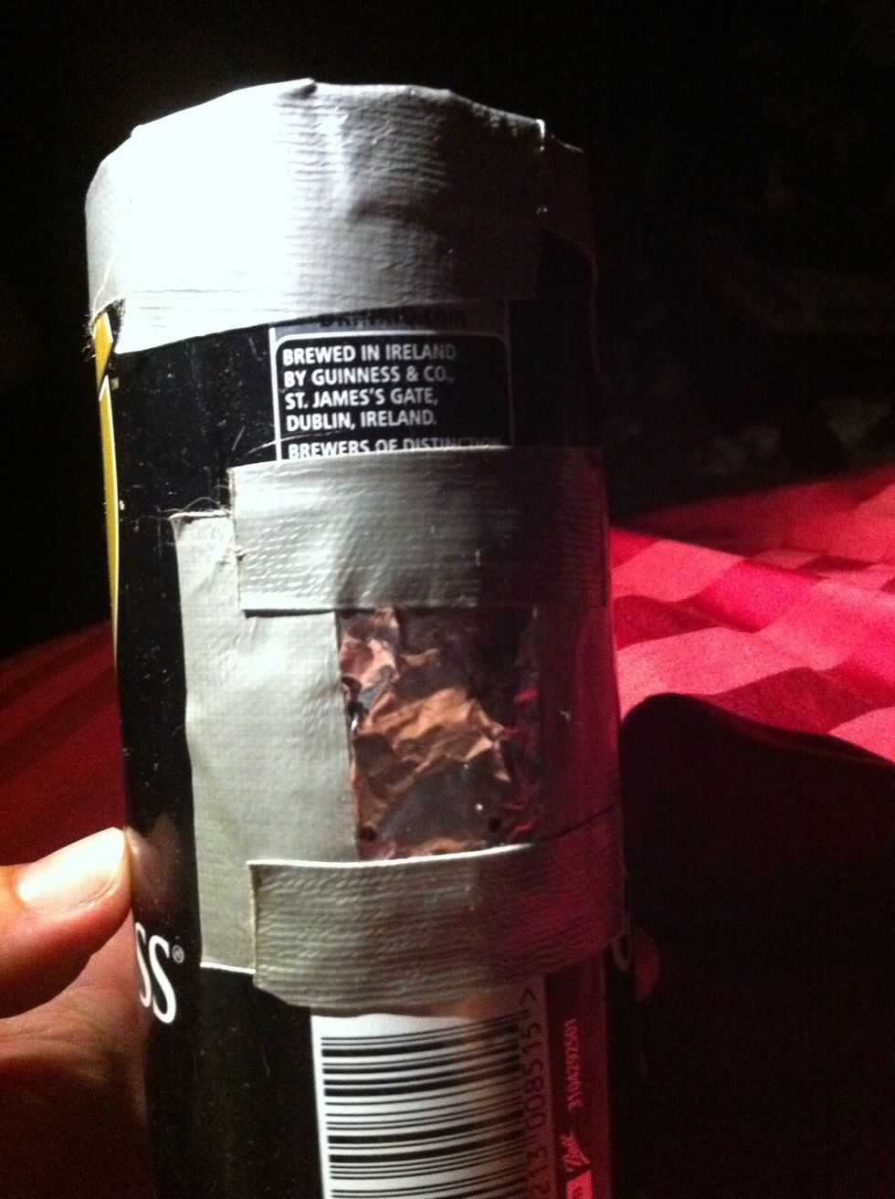 Cover the hole with tinfoil. The foil must cover the complete hole you made earlier