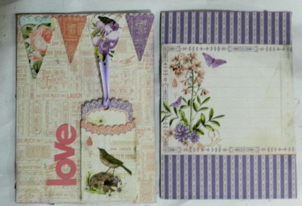 cover the inside using G45 Time to Flourish 6x6 pad and decorate them with the banners, pockets and tags.