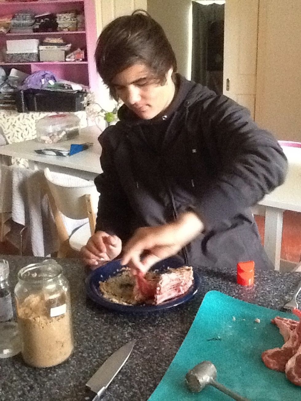 Cover the lamb in the marinade