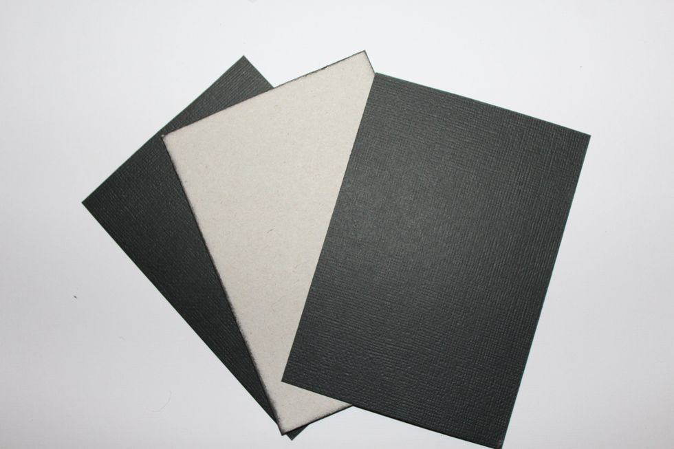 Cover the other chipboard sides with black cardstock. This will be the back cover.