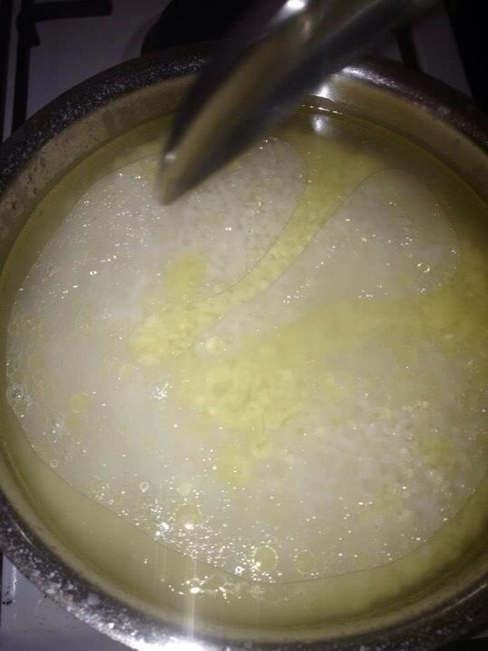 Cover the pan and turn the heat down to .Don't take off the lid while the rice is cooking this lets the steam out and affects the cooking