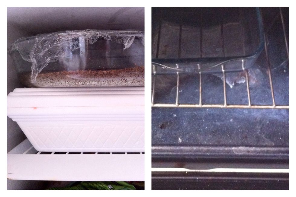 Cover the pan with naylon and put in it the frige. Meanwhile take another pan/bowl. Fill it with boiling water and put it at the bottom of the oven. Turn the oven on 140\u2022celciuse\u2022degrees!