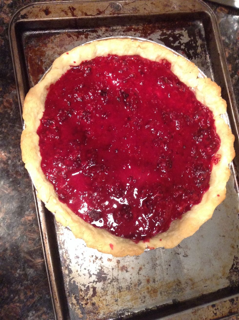 Cover the pie with plastic and refrigerate the pie for a couple hours, or overnight