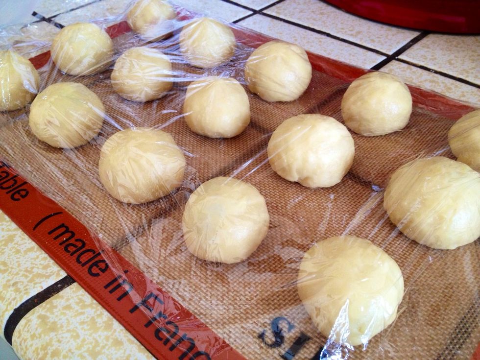 Cover the pieces with Saran Wrap.