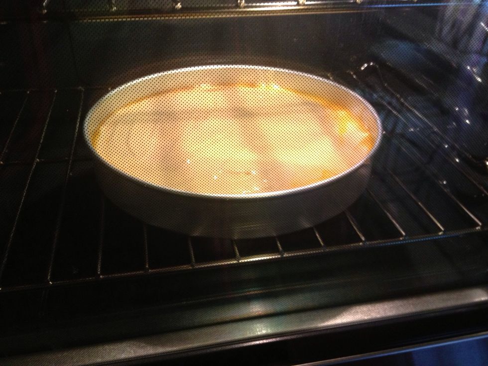 Cover the pineapple and cherries with the cake mixture and place in the oven for 35-45 minutes. ( time differs according to size of pan and how many you put in the oven at once).