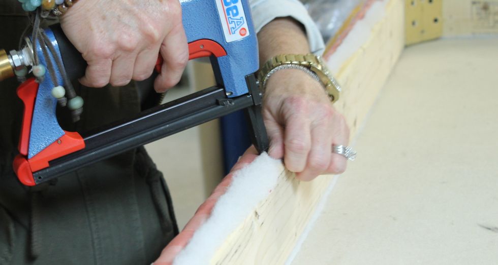 Cover the riser with batting and fabric