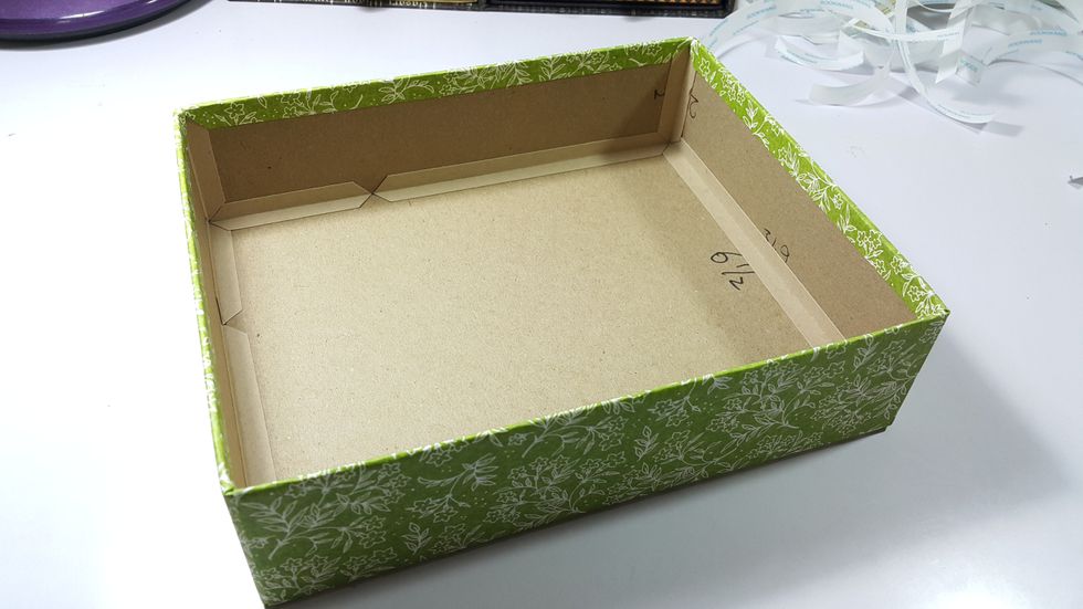 Cover the sides with pattern paper of 8"x3"