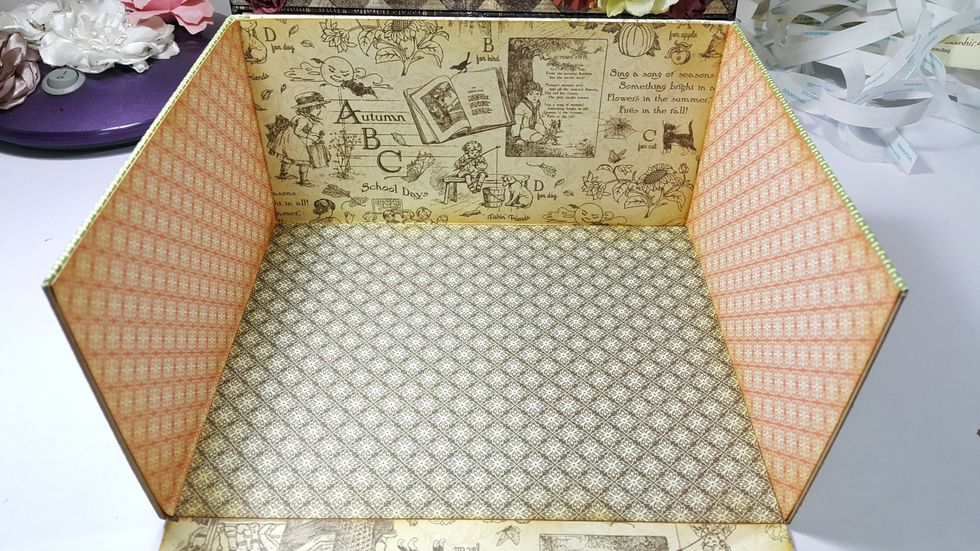 Cover the sides with pattern papers of 6-1/2"x4"