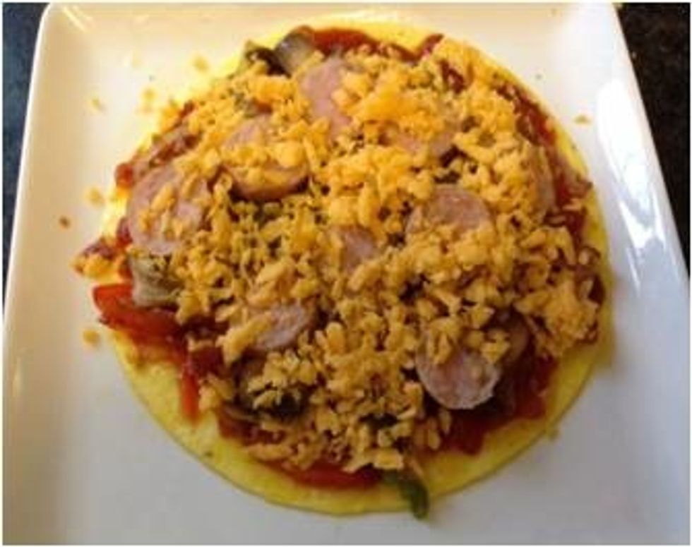Cover the top with cheddar cheese or white mozzarella cheese