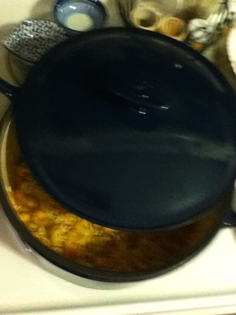 Cover tightly and sock it in the oven for 45 minutes.