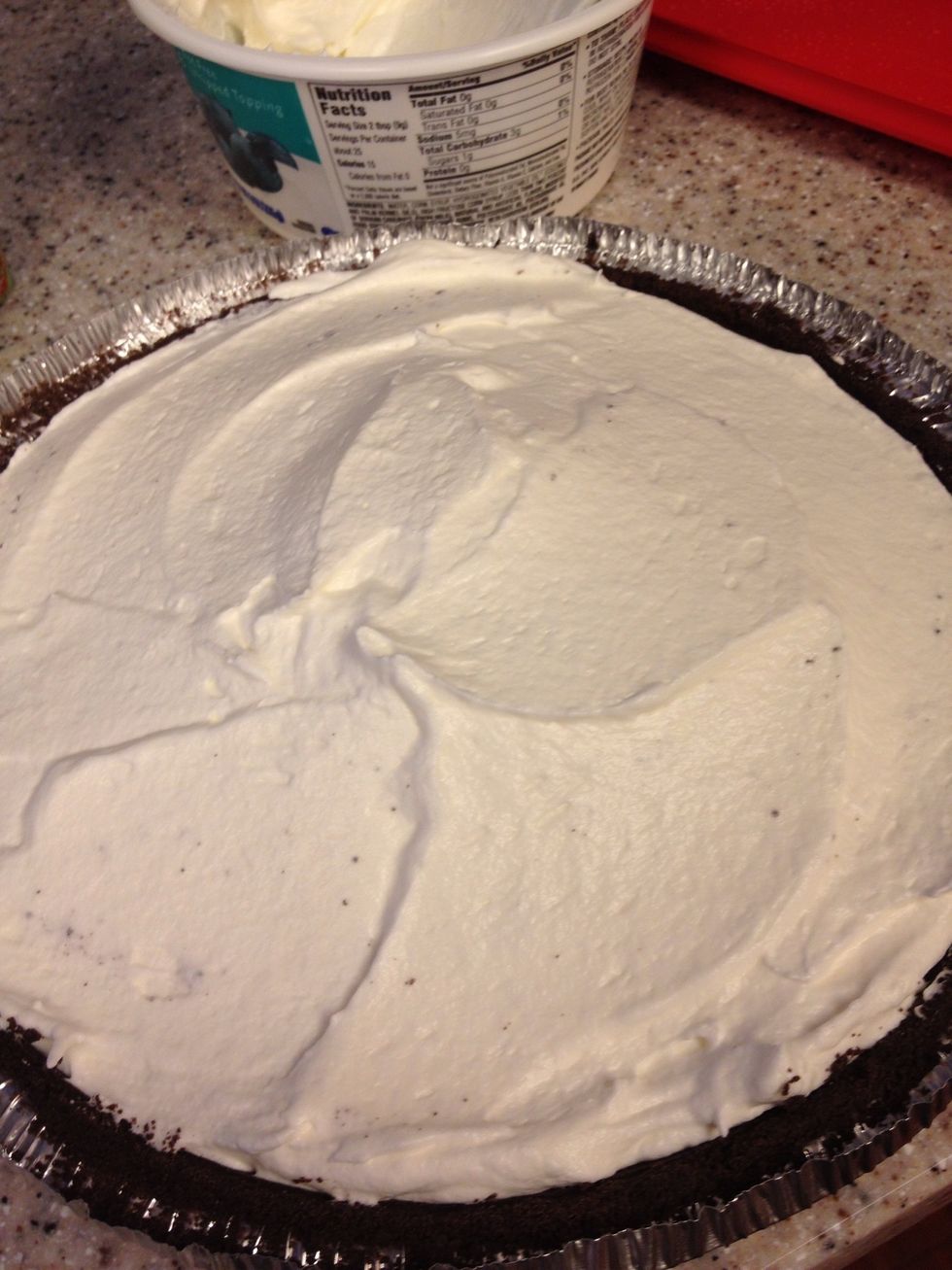 Cover top of pie with whipped topping. It's already rich, might as well make it indulgent!