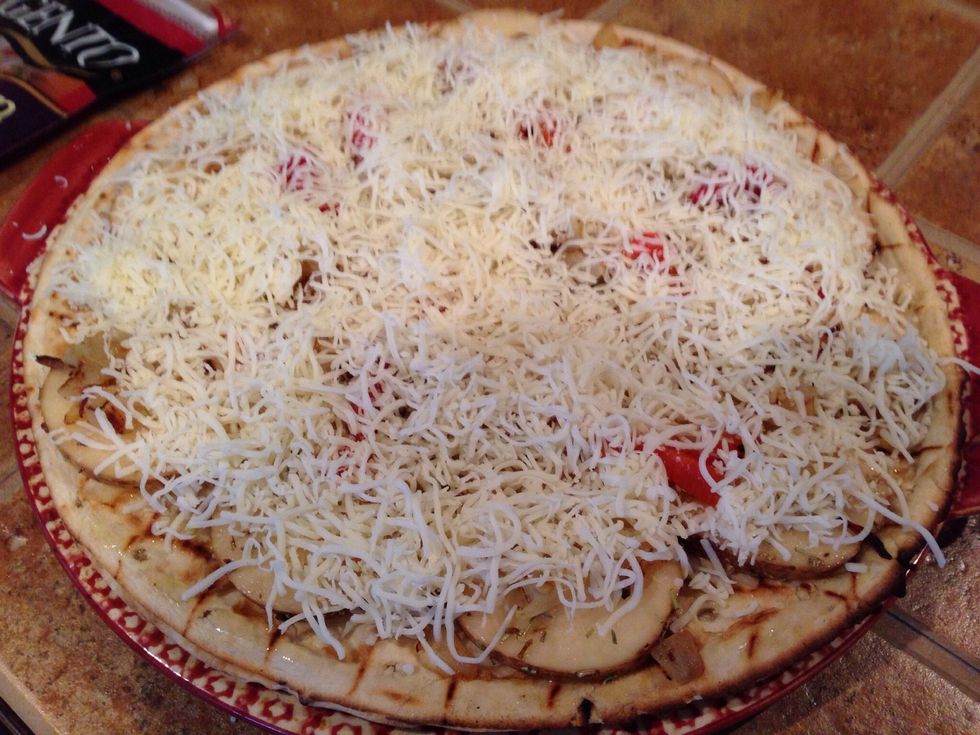 Cover with 1 to 2 cups italian cheeses to your liking.