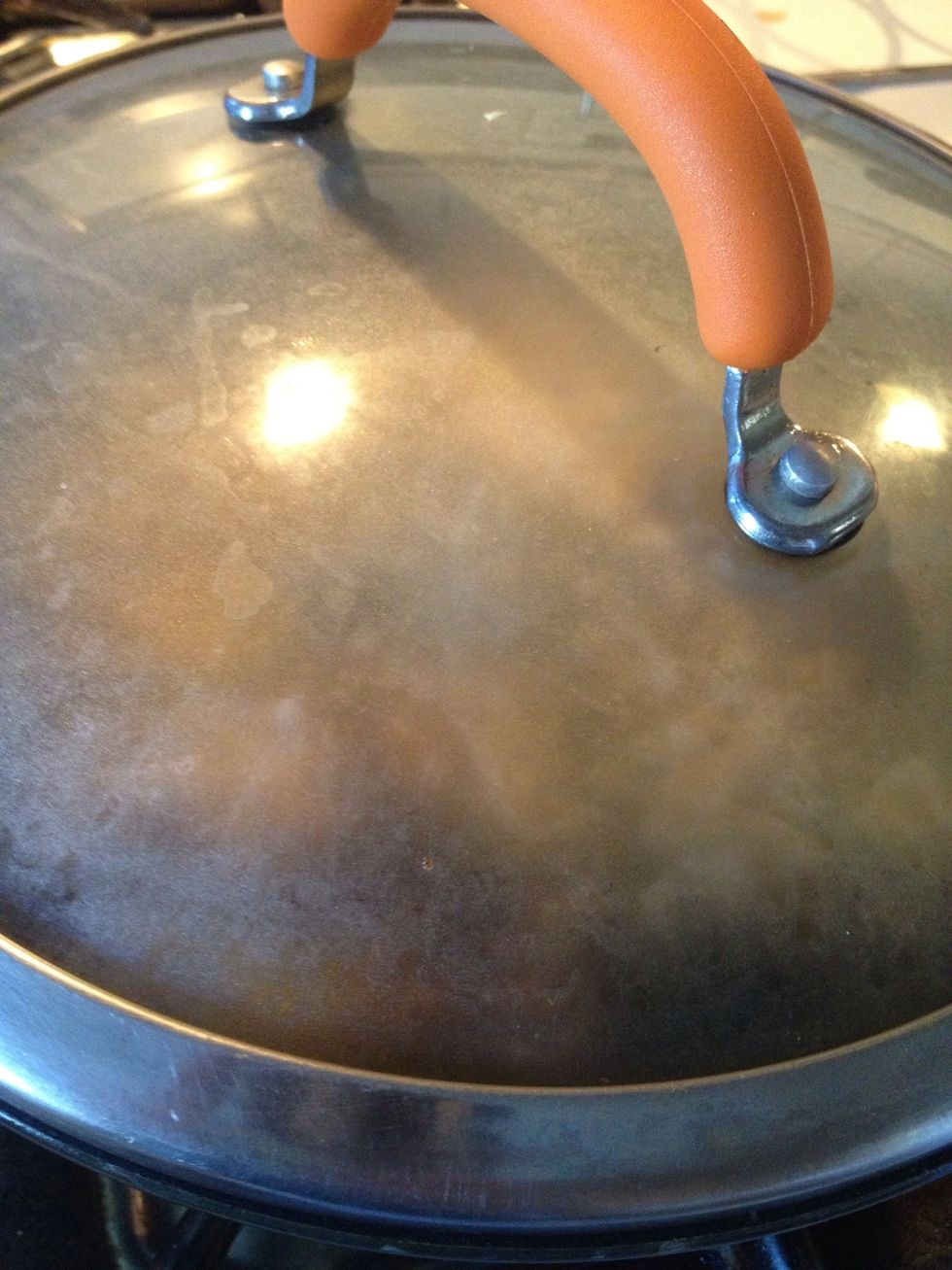 Cover with a lid. My lid isn't dirty. That's the heat fog from the awesomeness of the dish!