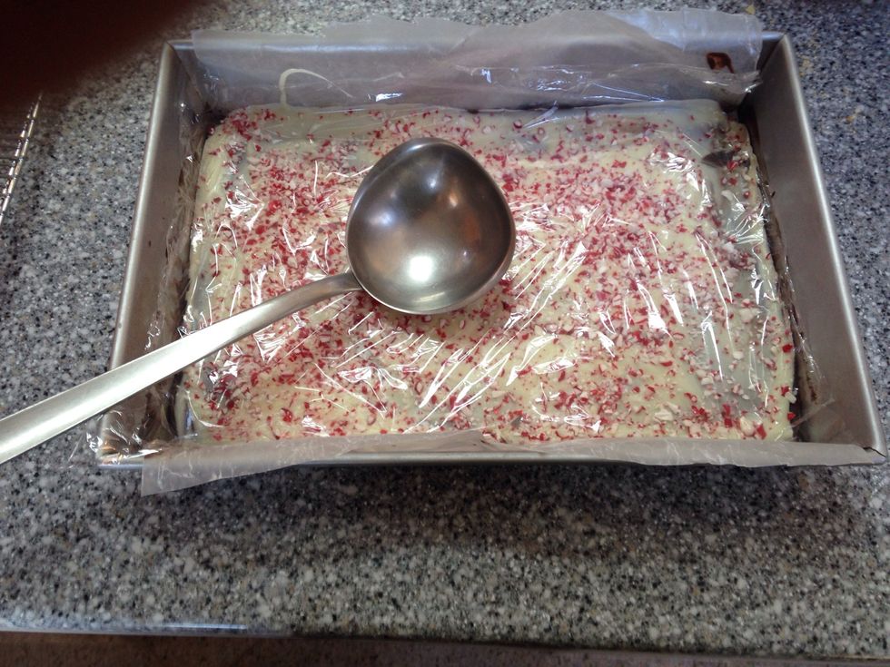 ....cover with a sheet of plastic wrap and pound all over with a heavy spoon or ladle to break park up into pieces
