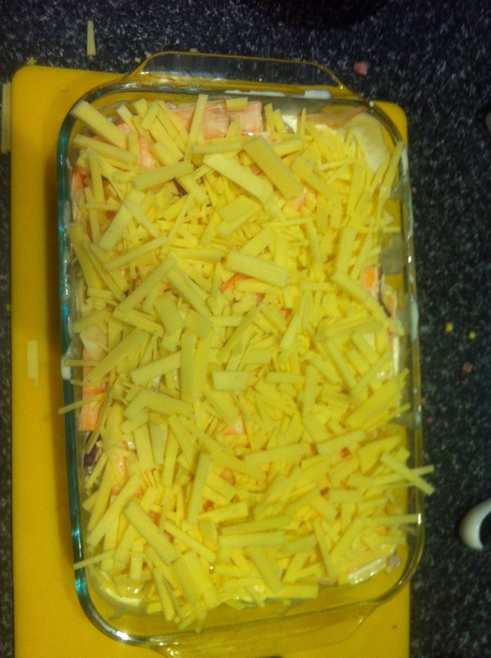 Cover with as little or as much grated cheese as you like.