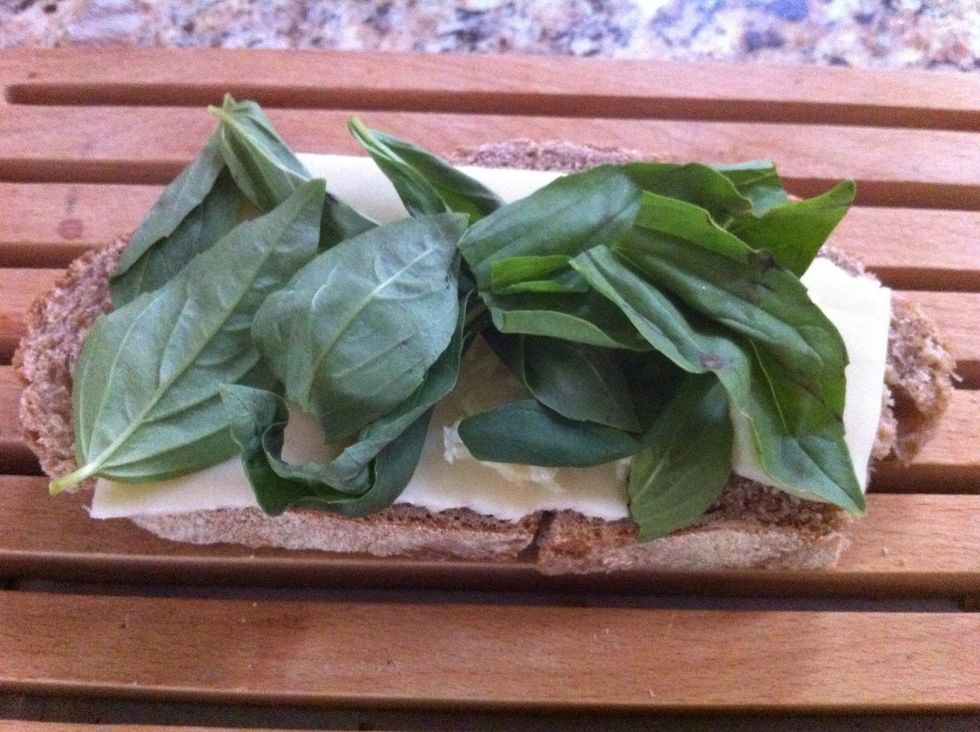Cover with basil leaves.