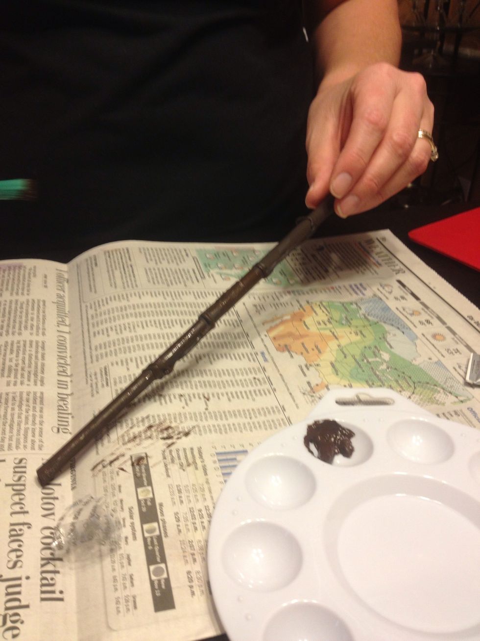 Cover with brown or dark brown paint