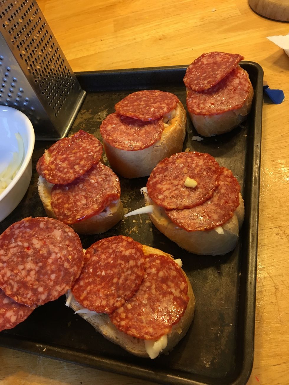 Cover with Desired number of salami strips