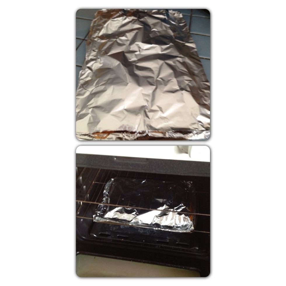 Cover with foil and put them into a 325\u00b0F oven for about 90 minutes.