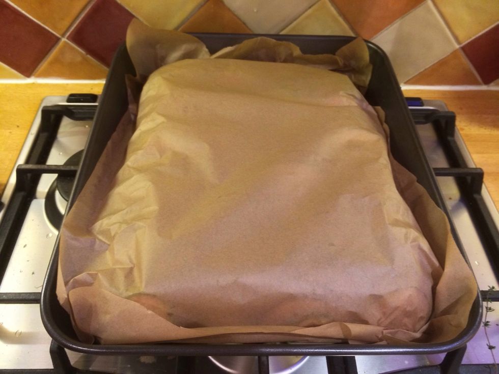 Cover with foil or baking paper and put into your hot oven for 1 hour.