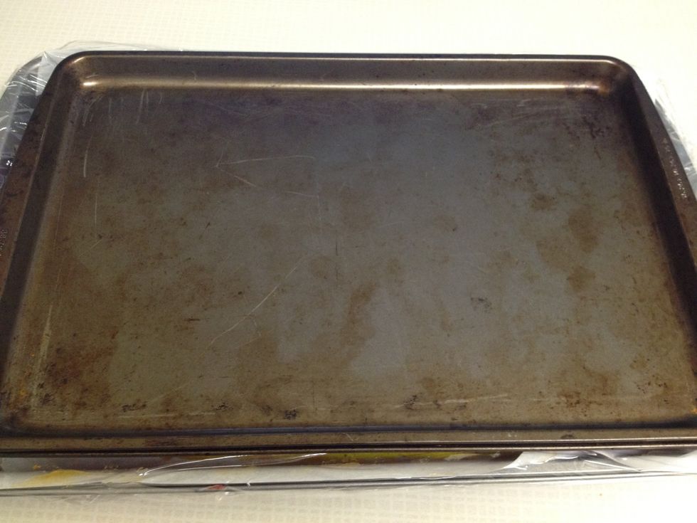 Cover with plastic wrap and weight with a large baking pan. Chill in refrigerator for at least 8 hours.