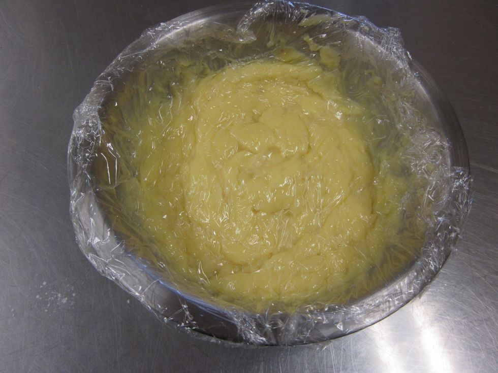 cover with plastic wrap directly on the custard let sit in fridge till cooled