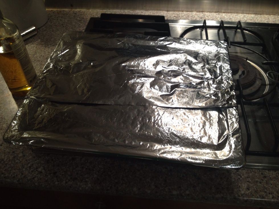 Cover with tinfoil and cook them for 5 minutes in the oven. Remove the tin foil and bake the soon to be fries for 15-20 minutes or until they starts to brown on the side facing down.