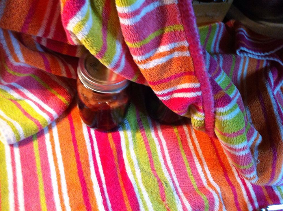 Cover with towel to rest and give time to seal. Allow 6 hours to overnight to seal. You may catch it. It will sound like a short air suck then pops. I love that sound.