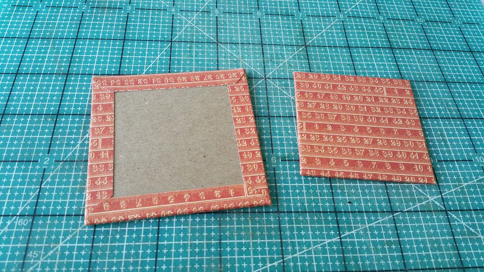 Cover with your favorite Graphic 45 papers, only one side of each chipboard is fine