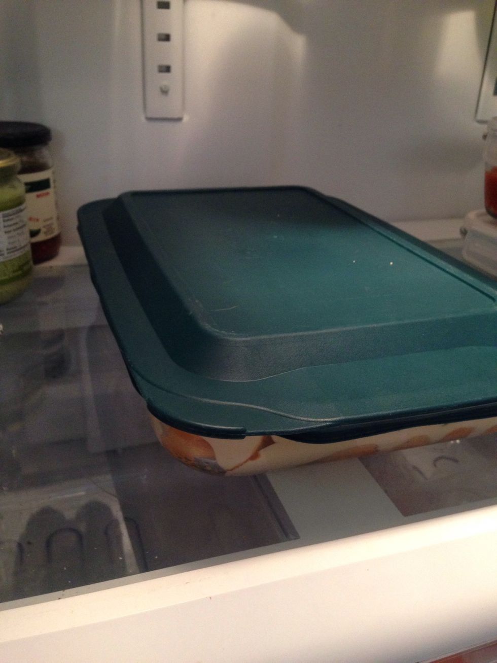 Cover your dish and Let set 4-6 hours minimum ; best results allow to chill over night for 12 + hours.