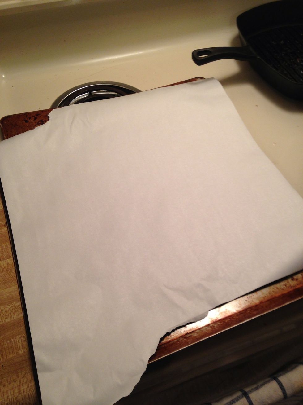 Cover your pan with parchment paper