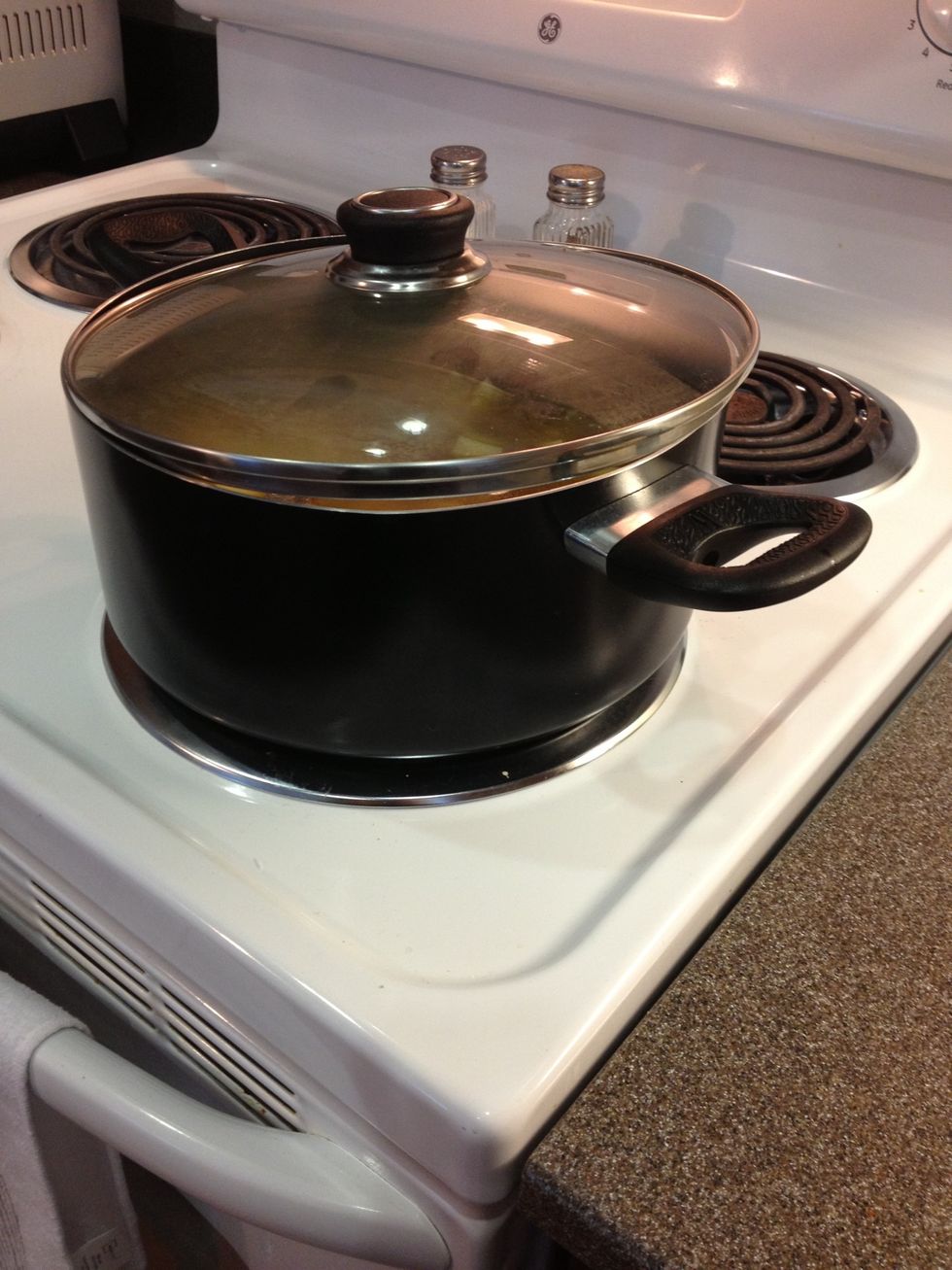 Cover your pot but not completely and let it simmer till your meat and potatoes are cooked all the way through.